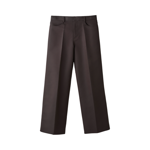 RM25SWPT006DR Recto Cotton Blend Wide Flared Pants Dark Brown