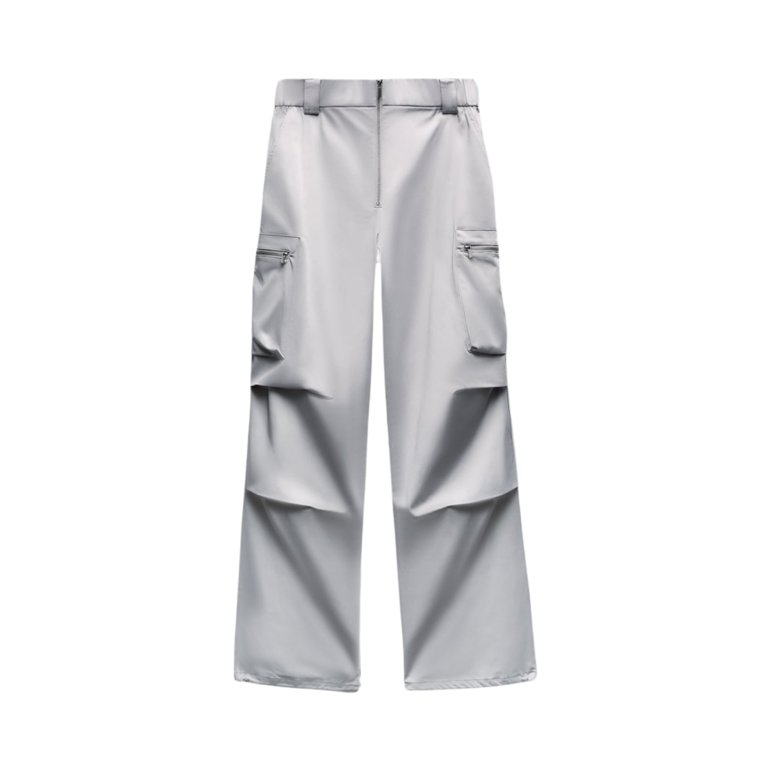 자라 지퍼 디테일 사틴 트라우저 스틸(Zara Satin Trousers with Zips Steel)