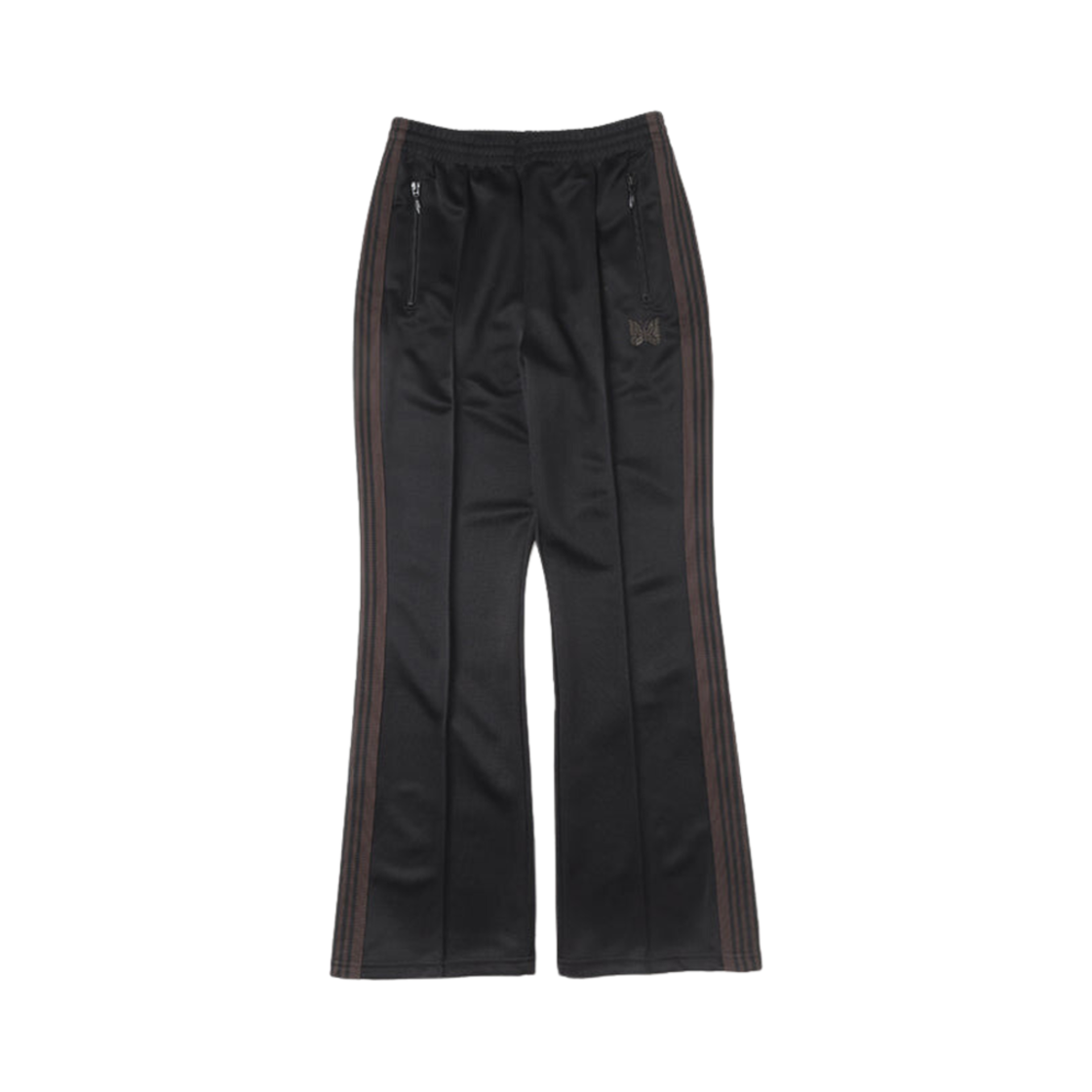 PU275 Needles Boot-Cut Track Pants Poly Smooth Black