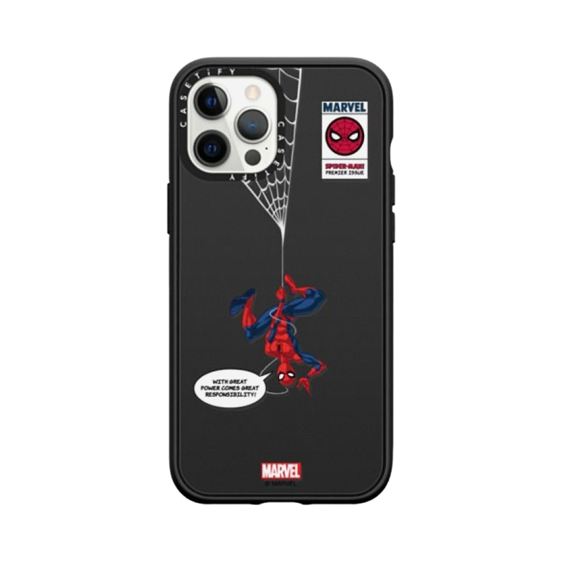 케이스티파이 x 마블 아이폰 스파이더맨 행잉 맥세이프 임팩트 케이스 매트 블랙(Casetify x Marvel iPhone Spider-Man Hanging Magsafe Impact Case Matte Black) - 1