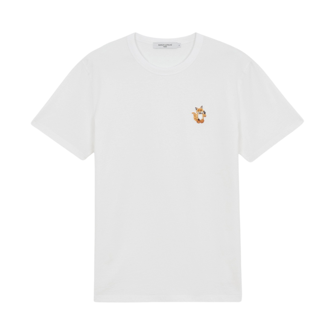 HM00128KJ0008-P100 Maison Kitsune All Right Fox Patch Classic T-Shirt White
