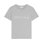 (W) Saint Laurent Reverse T-Shirt Gris Chine Et Naturel