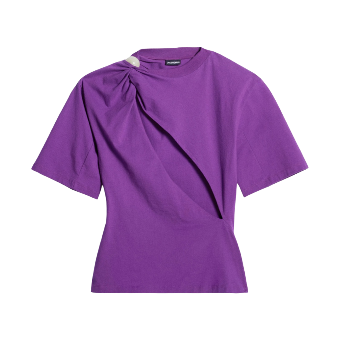 (W) 자크뮈스 르 슬래쉬 티셔츠 페롤라 퍼플((W) Jacquemus Le Slashed T-Shirt Perola Purple) - 1
