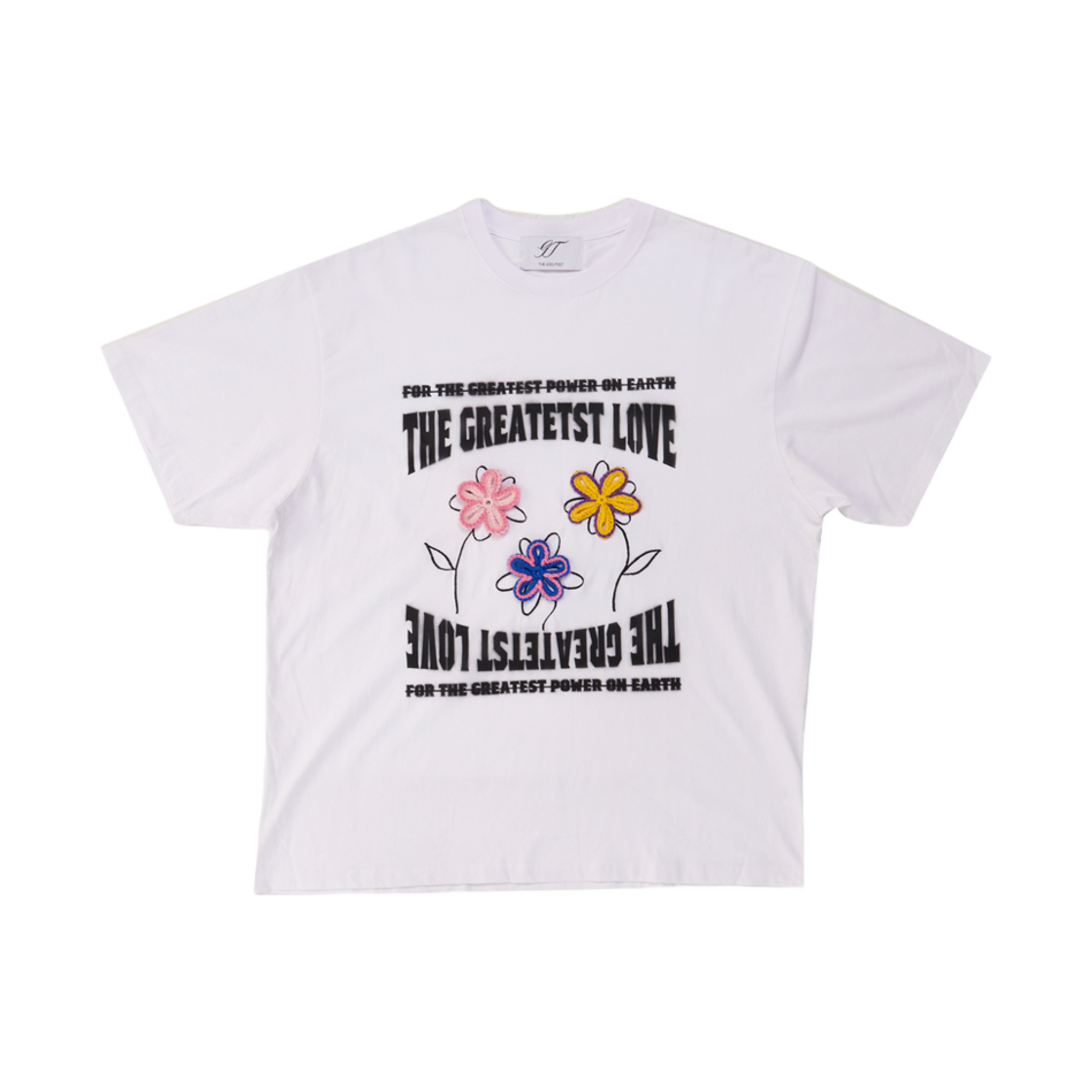 더그레이티스트 플라워 패치 티 화이트