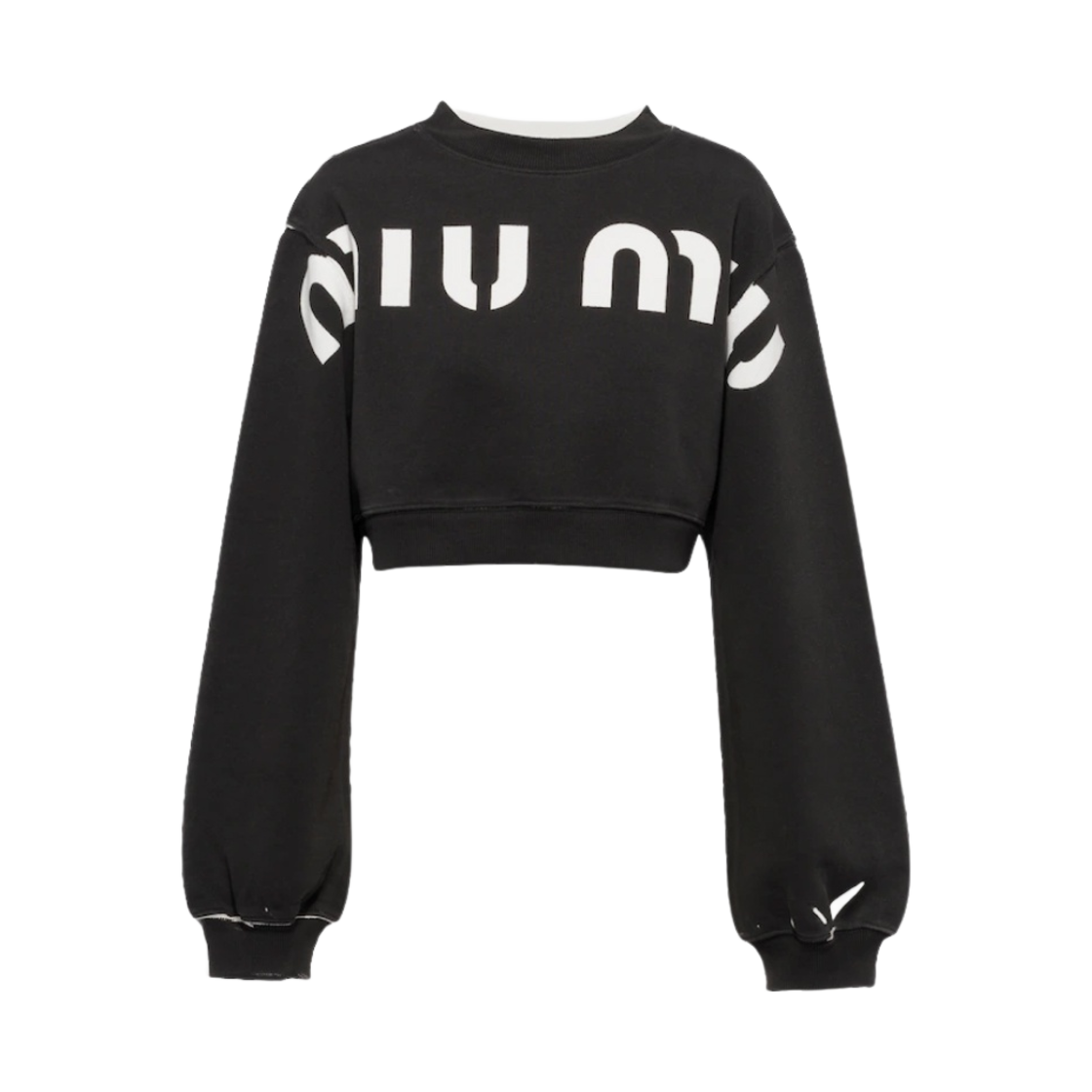 (W) 미우 미우 프린트 코튼 스웨트셔츠 블랙((W) Miu Miu Printed Cotton Sweatshirt Black) - 1