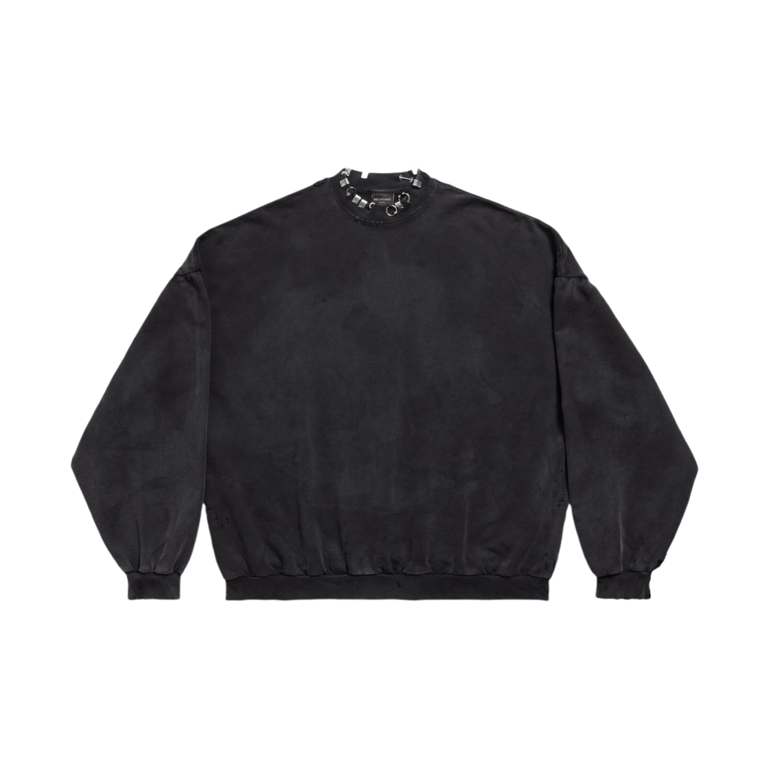 발렌시아가 피어스드 라운드 오버사이즈 스웨트셔츠 페이디드 블랙