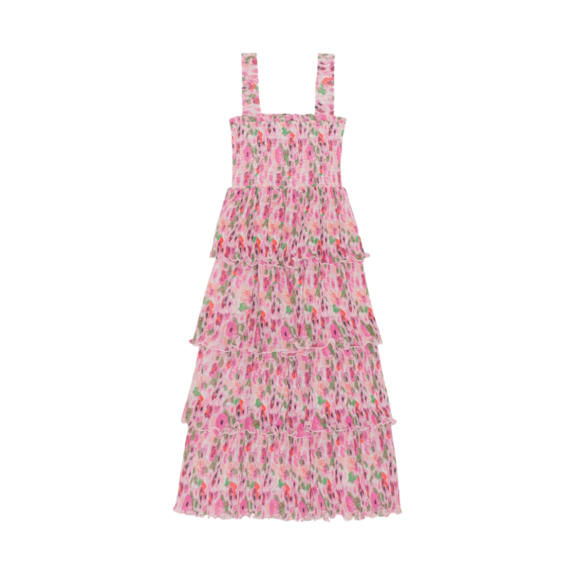 (W) 가니 플리츠 조지테 스모크 미디 드레스 슈가 플럼