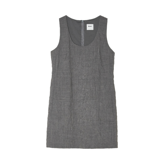 BESUOP002GY Enor Women Crinkled Sleeveless Dress Grey