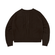 Suade Damaged Cable Knit Brown