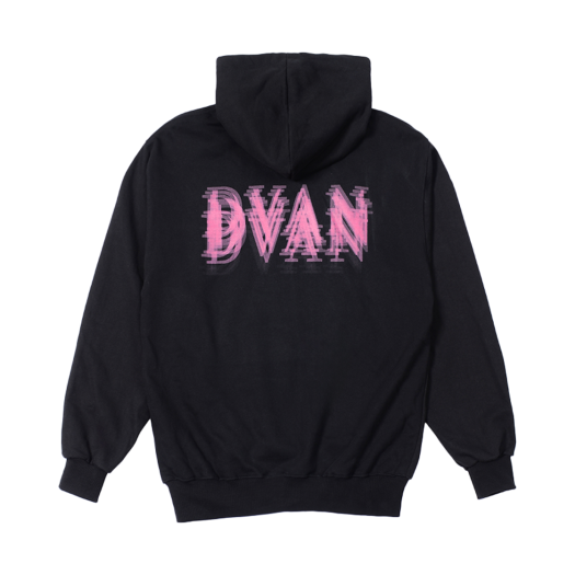 37 DVAN Hologram Print Hoodie Black Pink