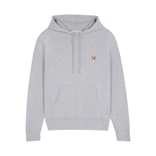 LM00702KM0001-H120 Maison Kitsune Fox Head Patch Regular Hoodie Light Grey Melange