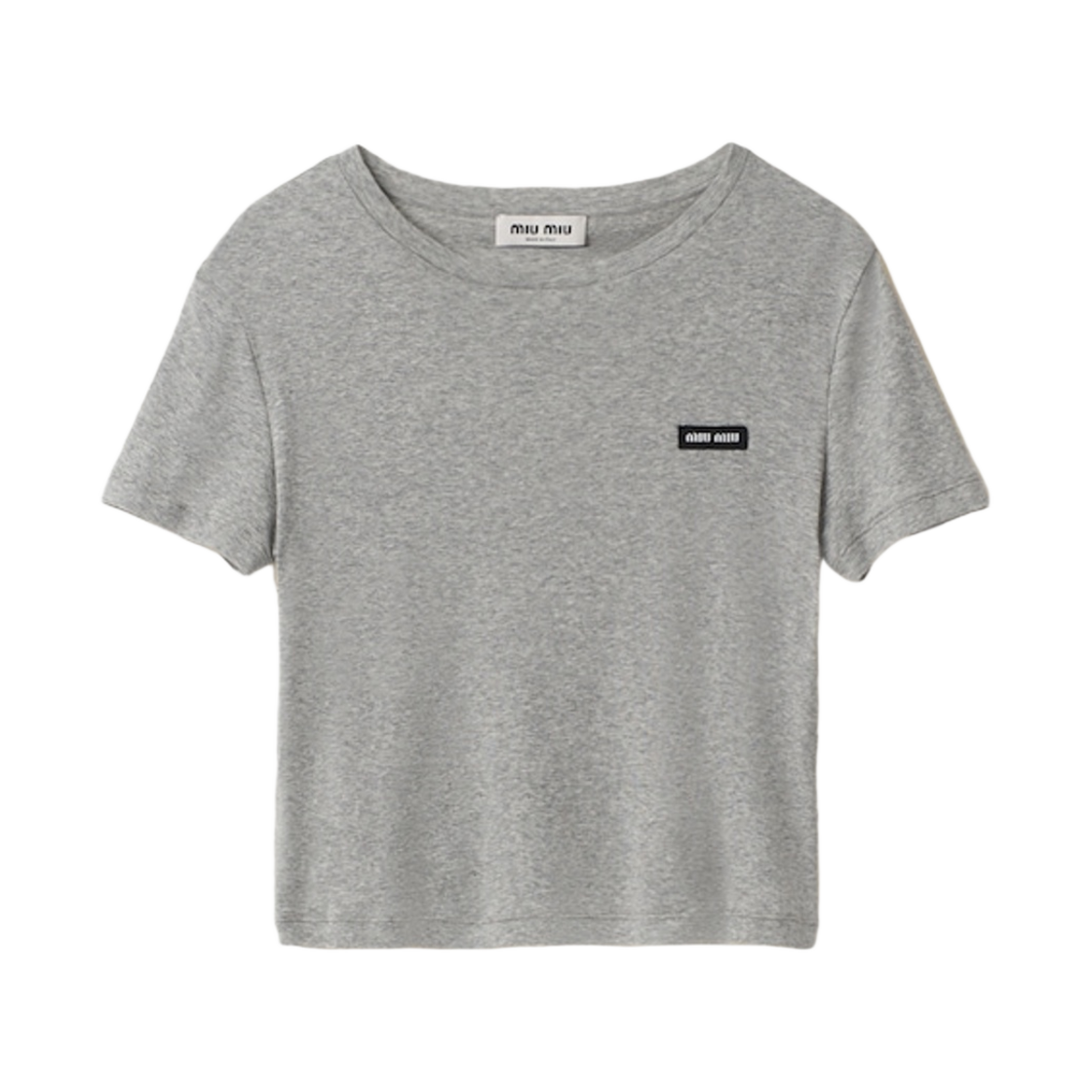 MJN466-133O-F0031 (W) Miu Miu Ribbed Jersey T-Shirt Grey