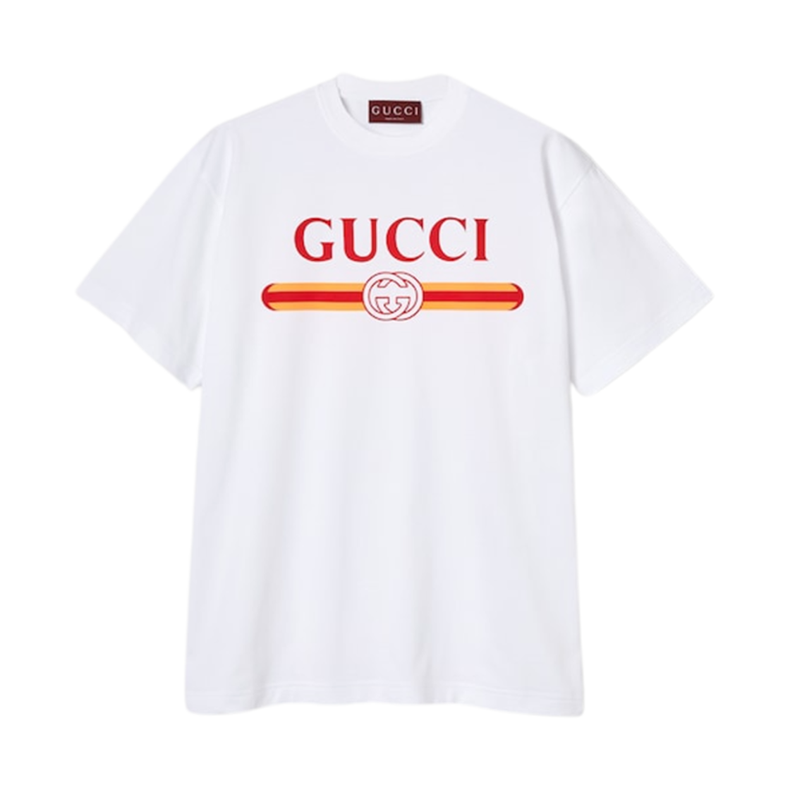 (W) 구찌 프린티드 코튼 저지 티셔츠 화이트((W) Gucci Printed Cotton Jersey T-Shirt White) - 1