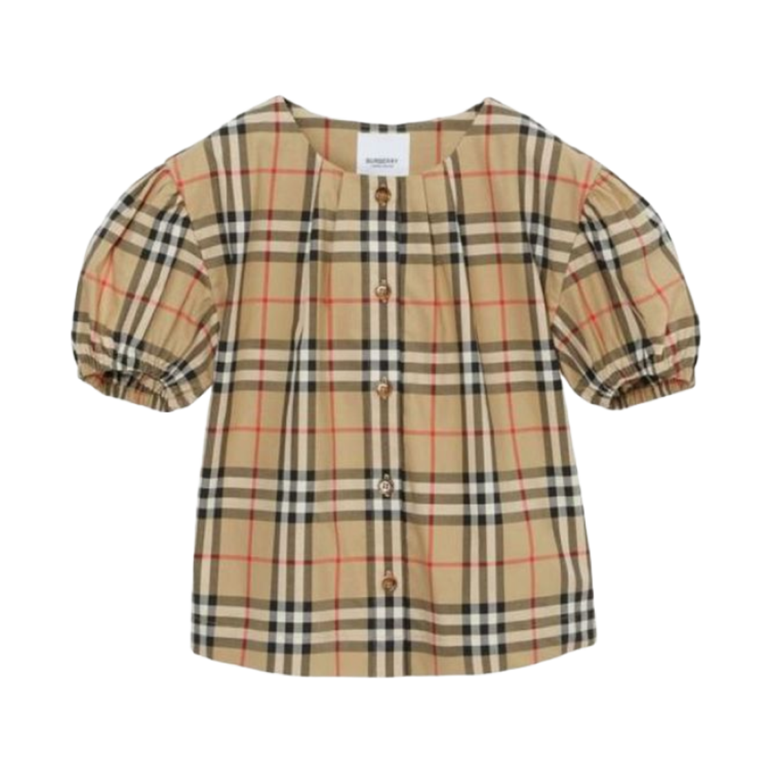 8072346 (Kids) Burberry Sheryl Check Shirt Archive Beige