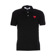 Play Comme des Garcons Red Heart Polo Shirt Black