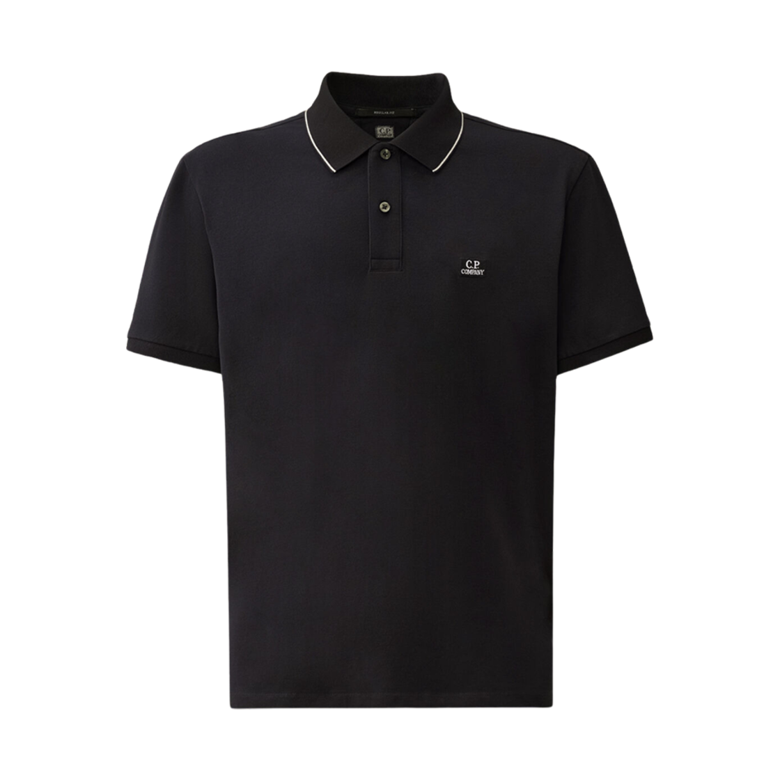C.P. 컴퍼니 스트레치 피케 투 버튼 로고 폴로 셔츠 토탈 이클립스 블루 - 25SS(C.P. Company Stretch Piquet Two Button Logo Polo Shirt Total Eclipse Blue - 25SS)