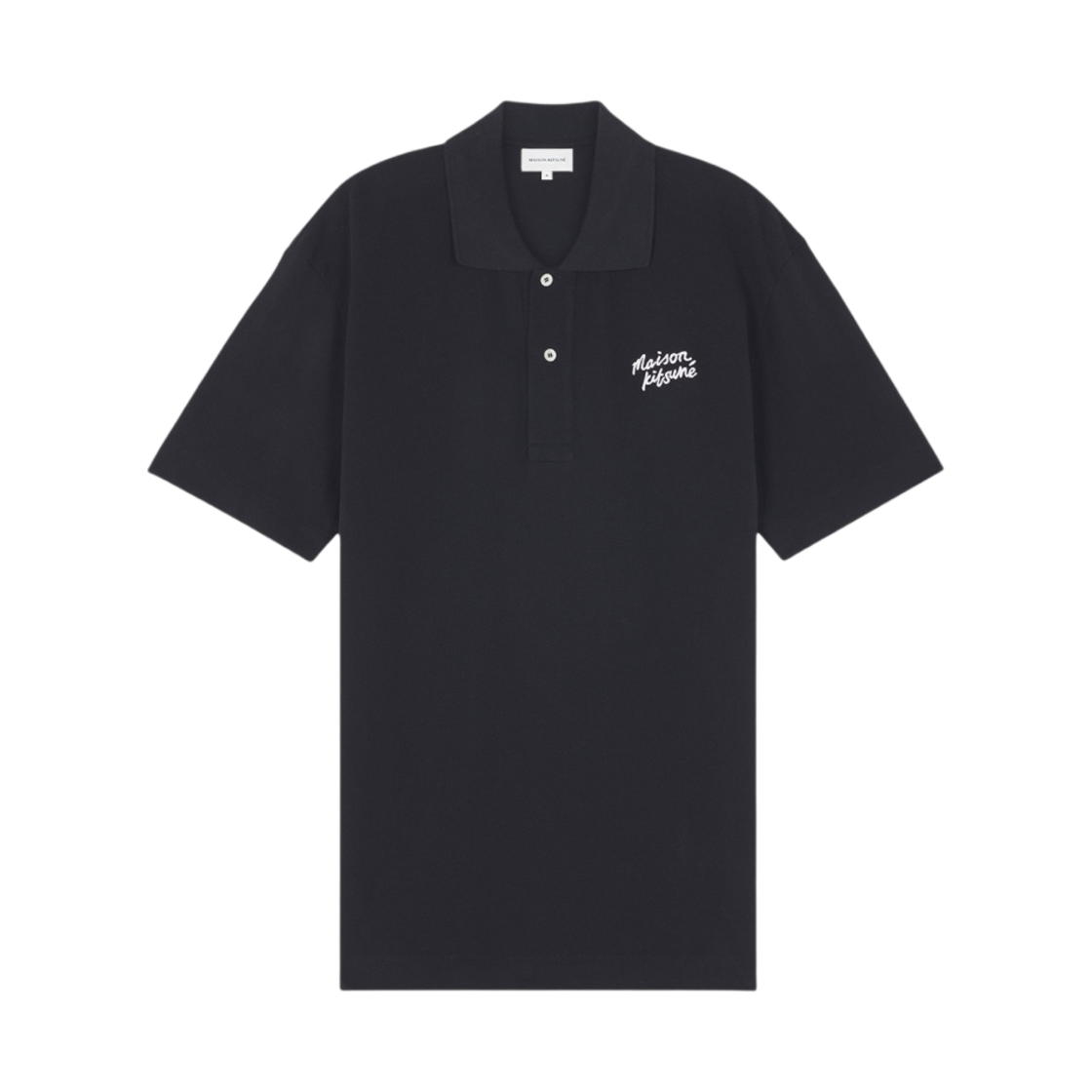 MM00201KJ7010-O197 Maison Kitsune Handwriting Comfort Polo Black White
