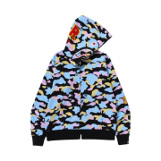 BAPE New Multi Camo 2nd Shark Full Zip Hoodie Black