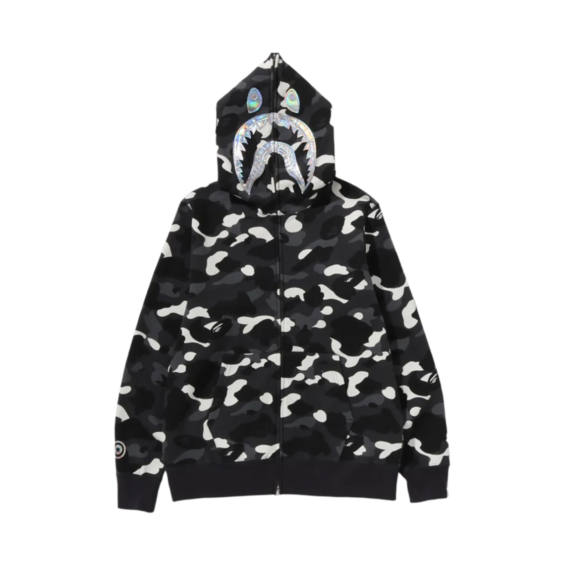 베이프 시티 카모 샤크 풀 집 후드 블랙(BAPE City Camo Shark Full Zip Hoodie Black)