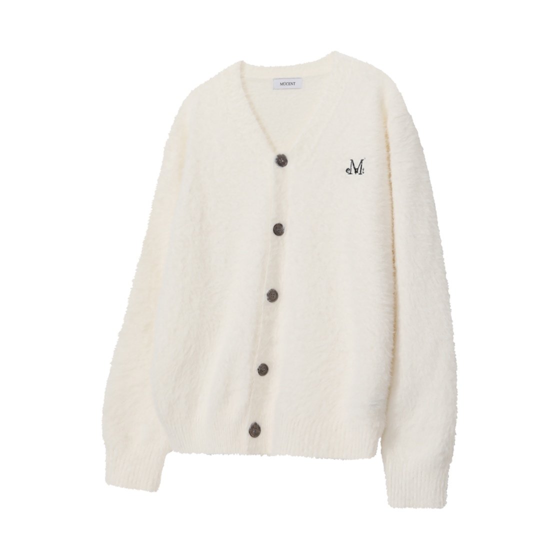 P00000PM_IV MUCENT Powdery V Neck Angora Knit Cardigan Ivory