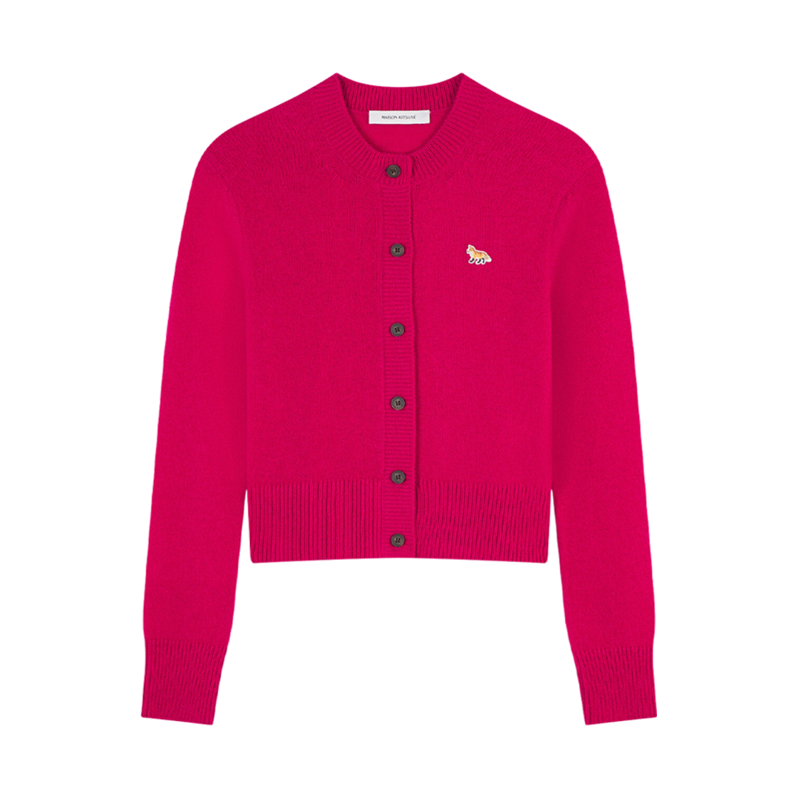 LW00508KT1006-P645 (W) Maison Kitsune Baby Fox Patch Fitted Cardigan Fuchsia