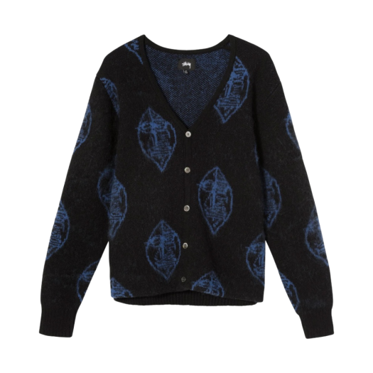 stussy☆22AW☆stripe shaggy cardigan☆XXL黒 stussy☆22AW☆stripe shaggy cardigan☆XXL黒 Stussy Cardigan