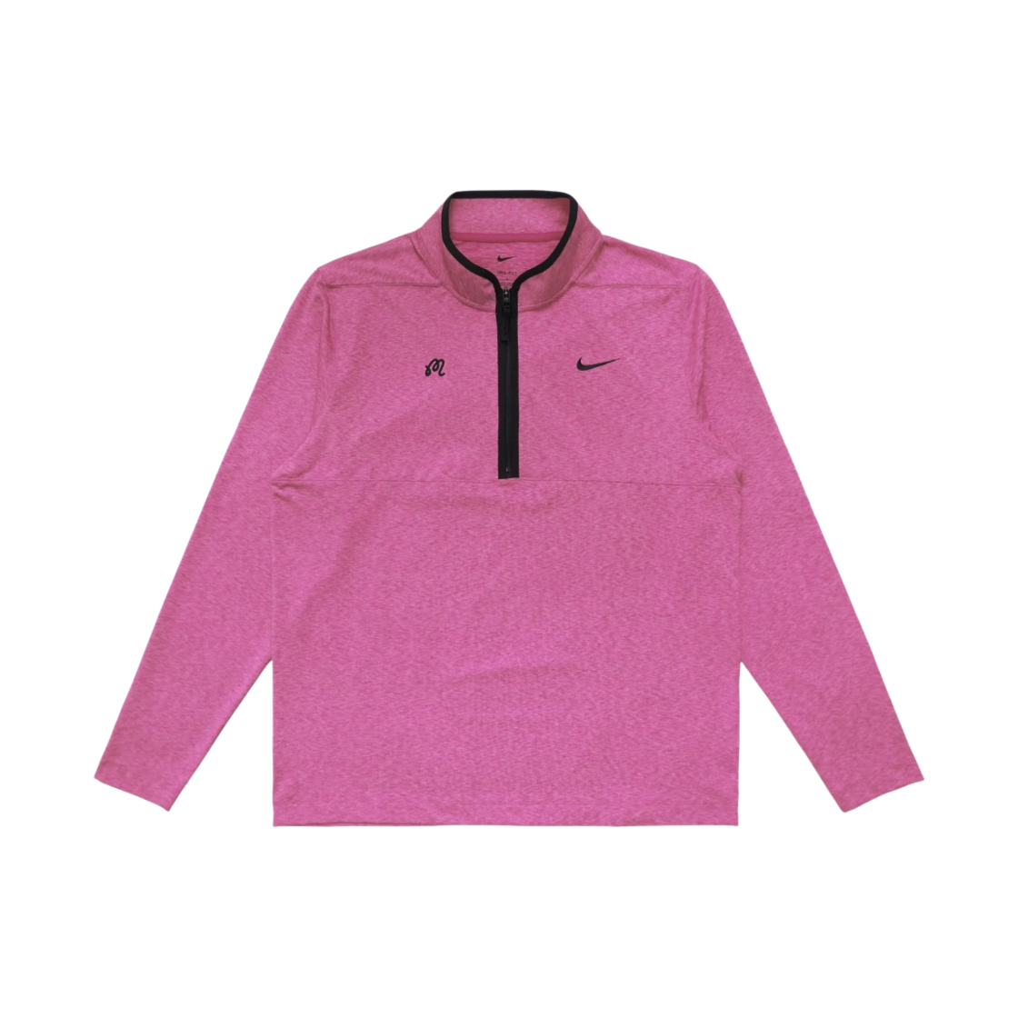 말본 골프 x 나이키 드라이핏 빅토리 헤더 하프 집 탑 액티브 핑크 블랙(Malbon Golf x Nike Dri-Fit Victory Heather Half Zip Top Active Pink Black)