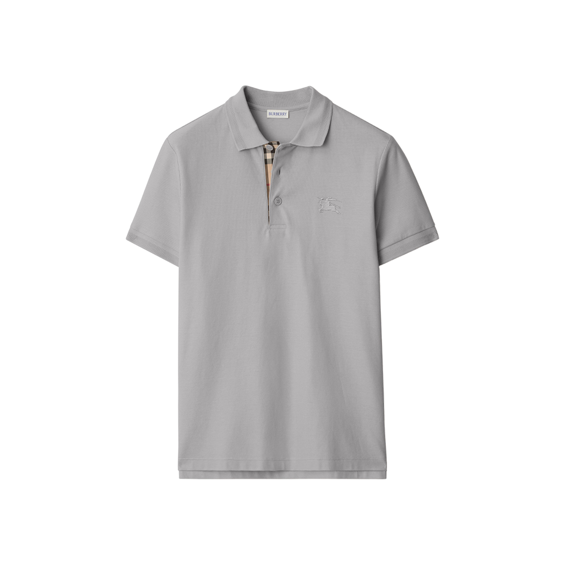 8099168 Burberry Cotton Polo Shirt Pale Grey Melange