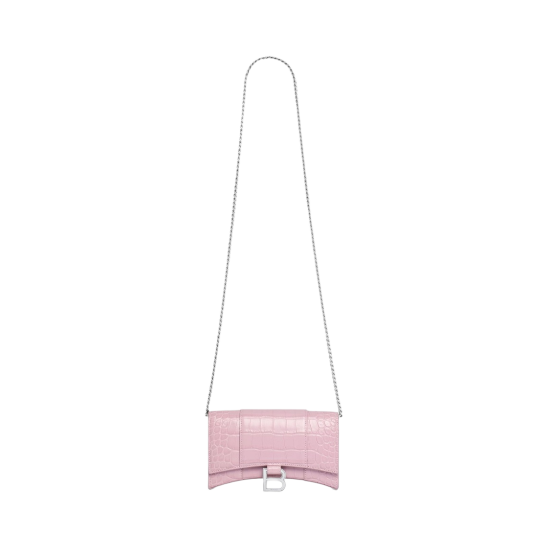 발렌시아가 크로커다일 엠보스 카프스킨 아워글래스 체인 지갑 핑크(Balenciaga Hourglass Wallet On Chain in Crocodile Embossed Calfskin Pink) - 1