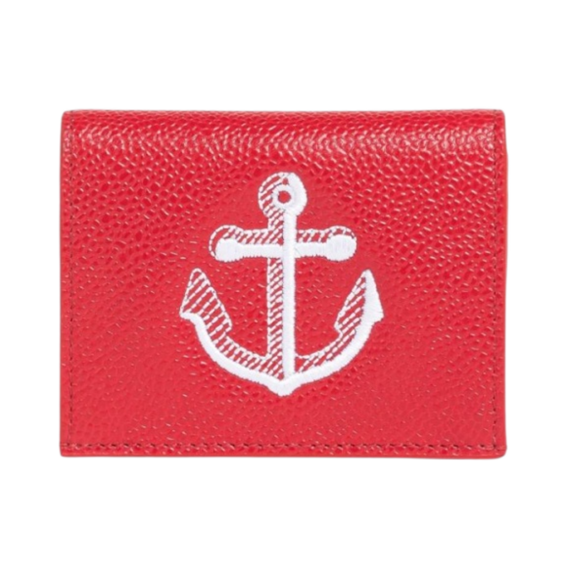 톰브라운 페블 그레인 레더 앵커 더블 카드 홀더 레드(Thom Browne Pebble Grain Leather Anchor Double Card Holder Red) - 1