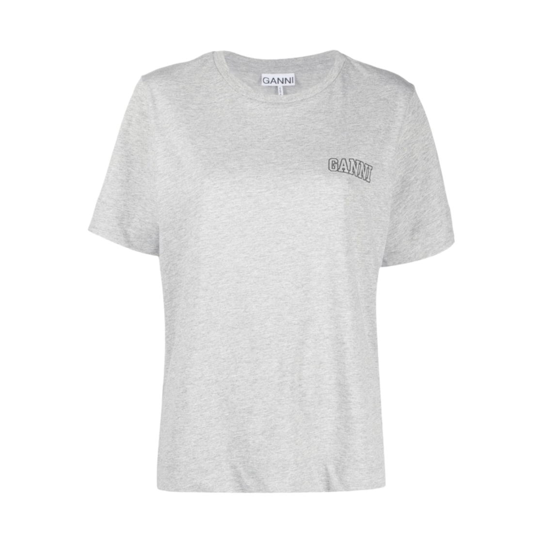 (W) 가니 씬 소프트웨어 로고 티셔츠 팔로마 멜란지((W) Ganni Thin Software Logo T-Shirt Paloma Melange)