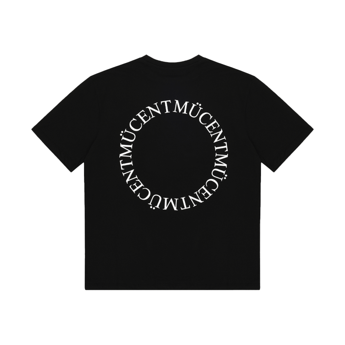 무센트 시그니처 백 라운드 원형 로고 반팔 티 블랙(MUCENT Signature Back Logo T Black) - 1