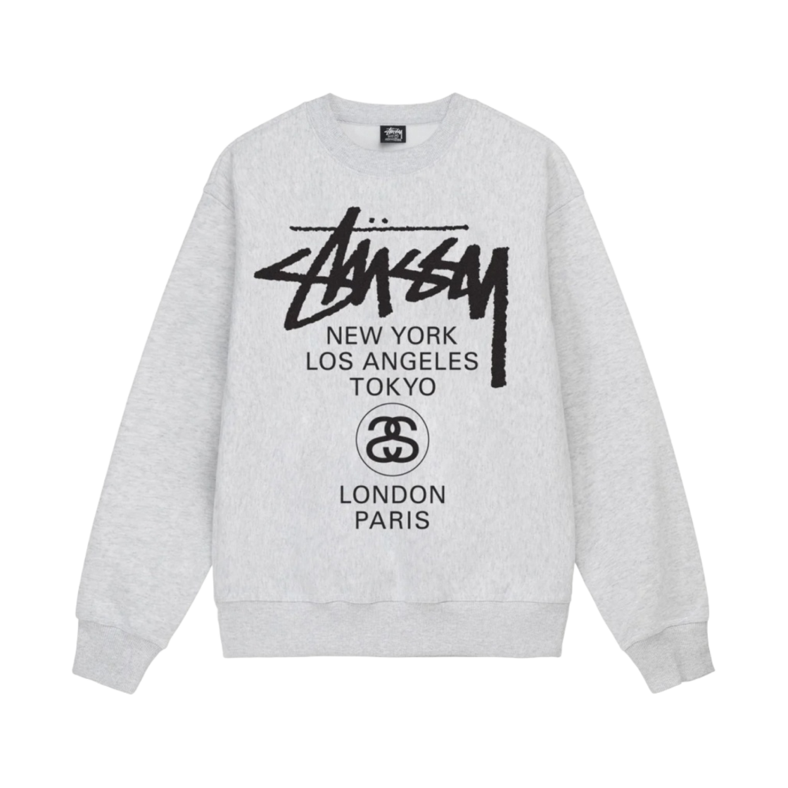 스투시 월드투어 크루넥 애쉬 헤더 2023(Stussy World Tour Crew Ash Heather 2023)