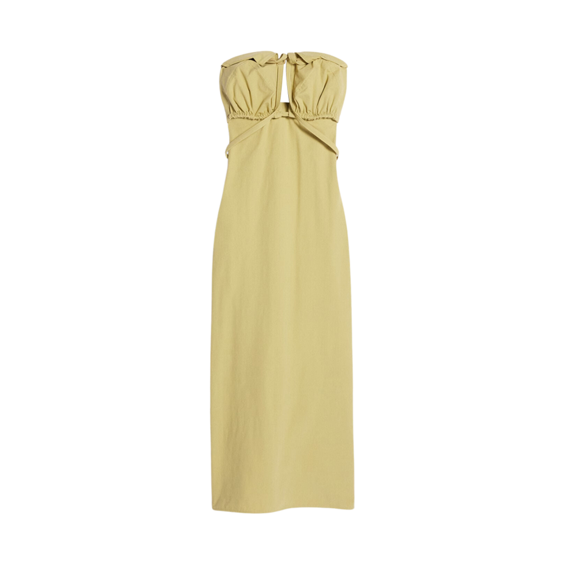 (W) 자크뮈스 라 로브 비키니 디컨스트럭티드 스트랩리스 드레스 라이트 카키((W) Jacquemus La Robe Bikini Deconstructed Strapless Dress Light Khaki) - 1