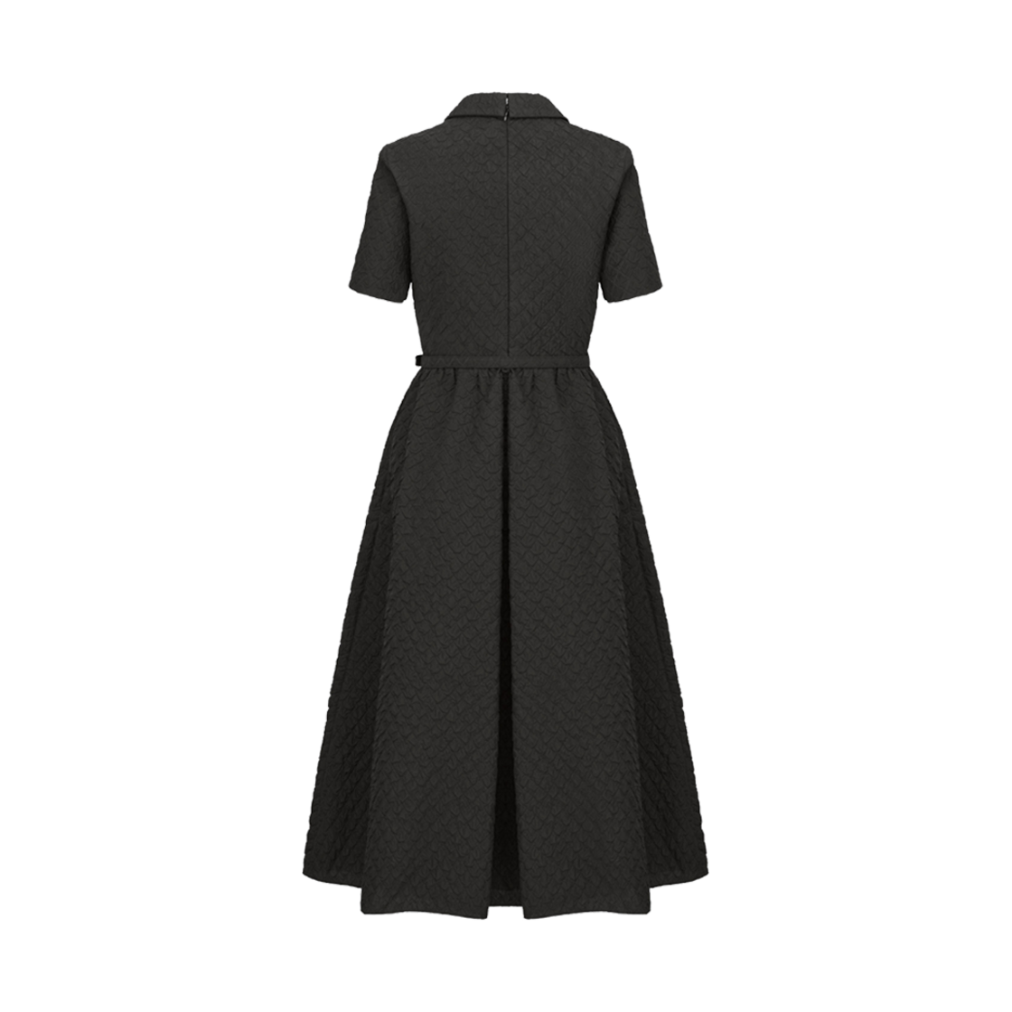 (W) 디올 미드 벨트 드레스 블랙 매트 클로케((W) Dior Mid-Length Belted Dress Black Matte Cloque) - 2