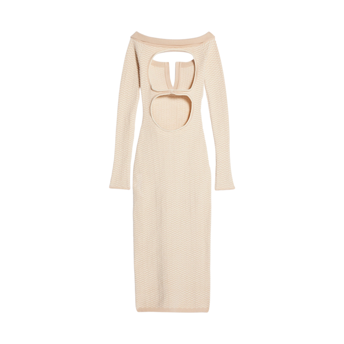 (W) 자크뮈스 라 로브 마이유 팜페로 오프 더 숄더 폴로 드레스 멀티 베이지((W) Jacquemus La Robe Maille Pampero Off-The-Shoulder Polo Dress Multi Beige) - 2