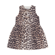 (W) Ganni Leopard Tie Band Mini Dress Big Leopard Almond Milk