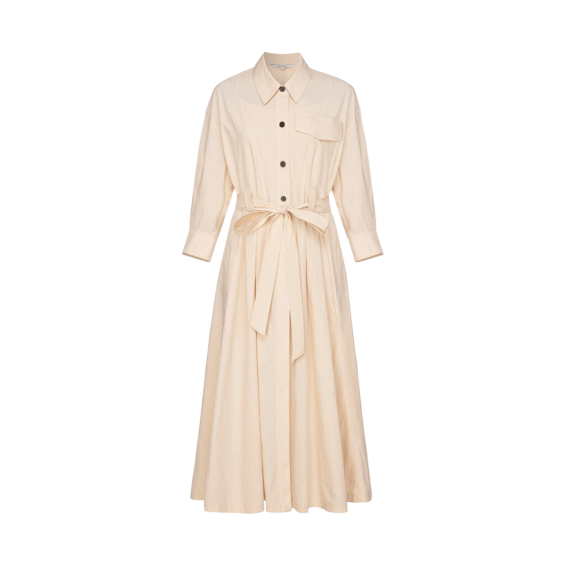 (W) 온앤온 3/4 슬리브 셔츠 원피스 베이지((W) On&On 3/4 Sleeve Shirt Dress Beige)