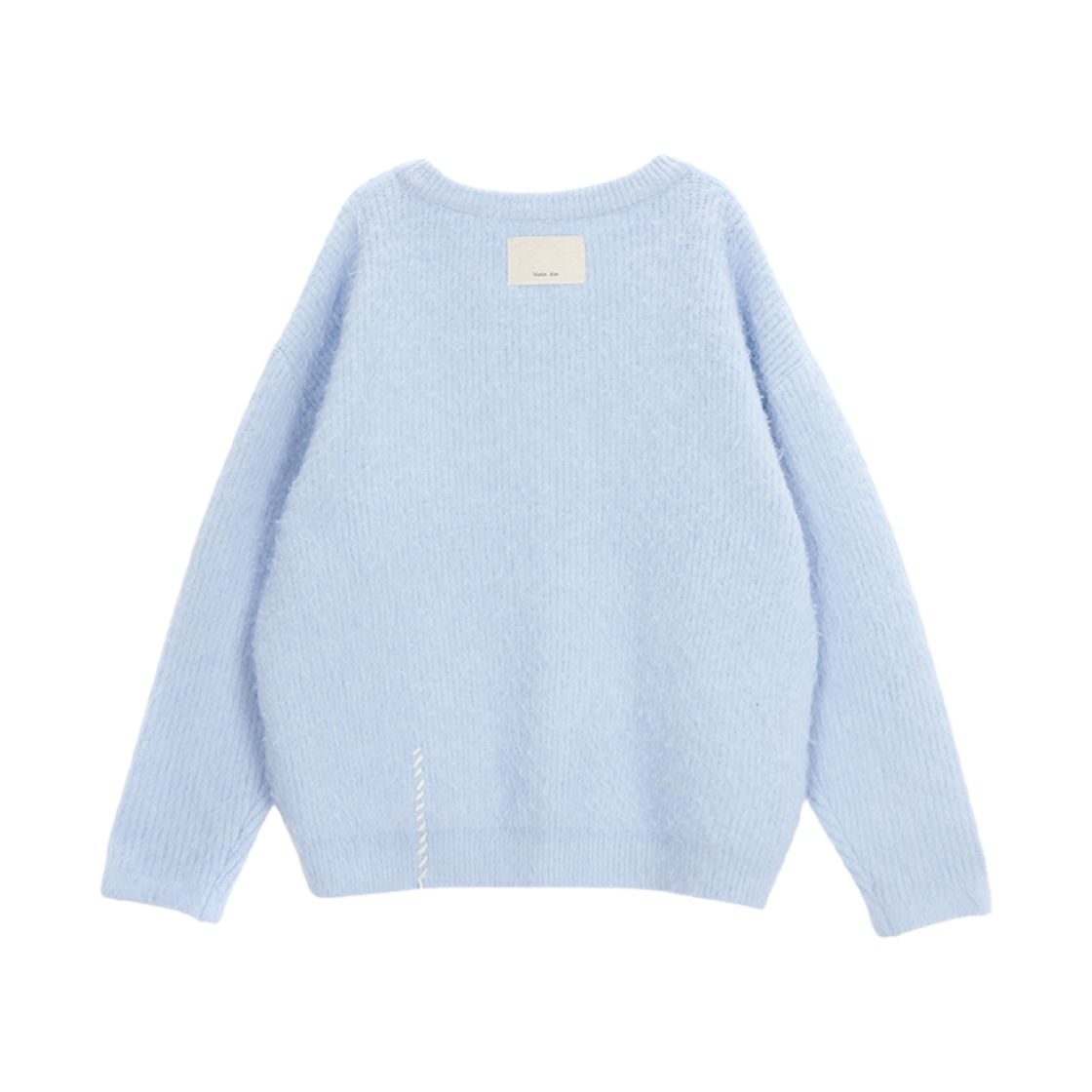 (W) 마뗑킴 로고 스티치 헤어리 니트 풀오버 스카이((W) Matin Kim Logo Stitch Hairy Knit Pullover Sky) - 2