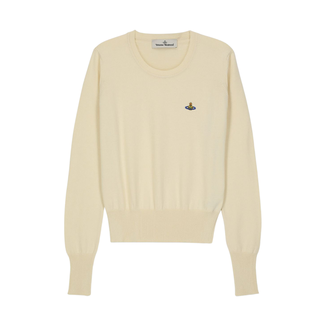 1803002S-Y001V-A408 (W) Vivienne Westwood Bea Cotton Blend Crewneck Sweater Cream