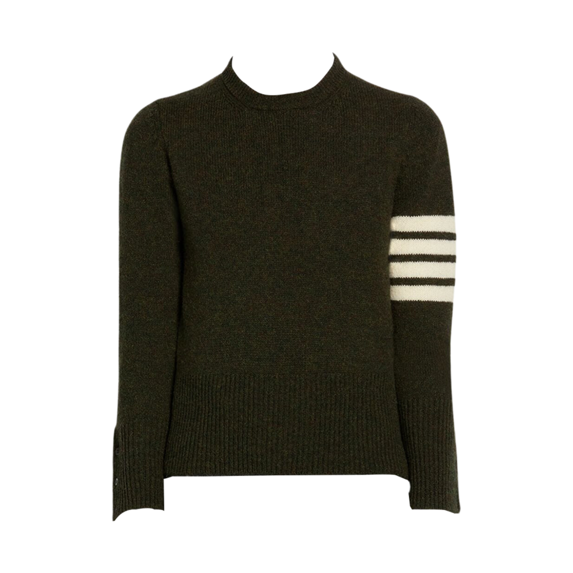 MKA317A-01085-320 Thom Browne Shetland 4-Bar Classic Crewneck Pullover Knit Dark Green