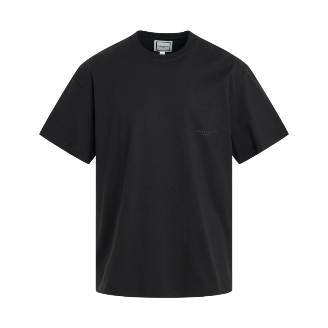 W241TS02716B Wooyoungmi Black Leather Patch T-shirt Black - 24SS