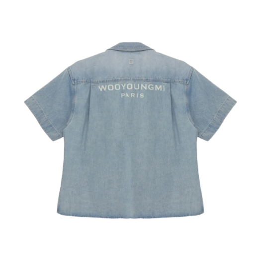 W251SH28984L Wooyoungmi Back Logo Short Sleeve Denim Shirt Blue - 25SS
