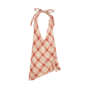 (W) Diesel Halterneck Top in Wrinkled Satin White Red