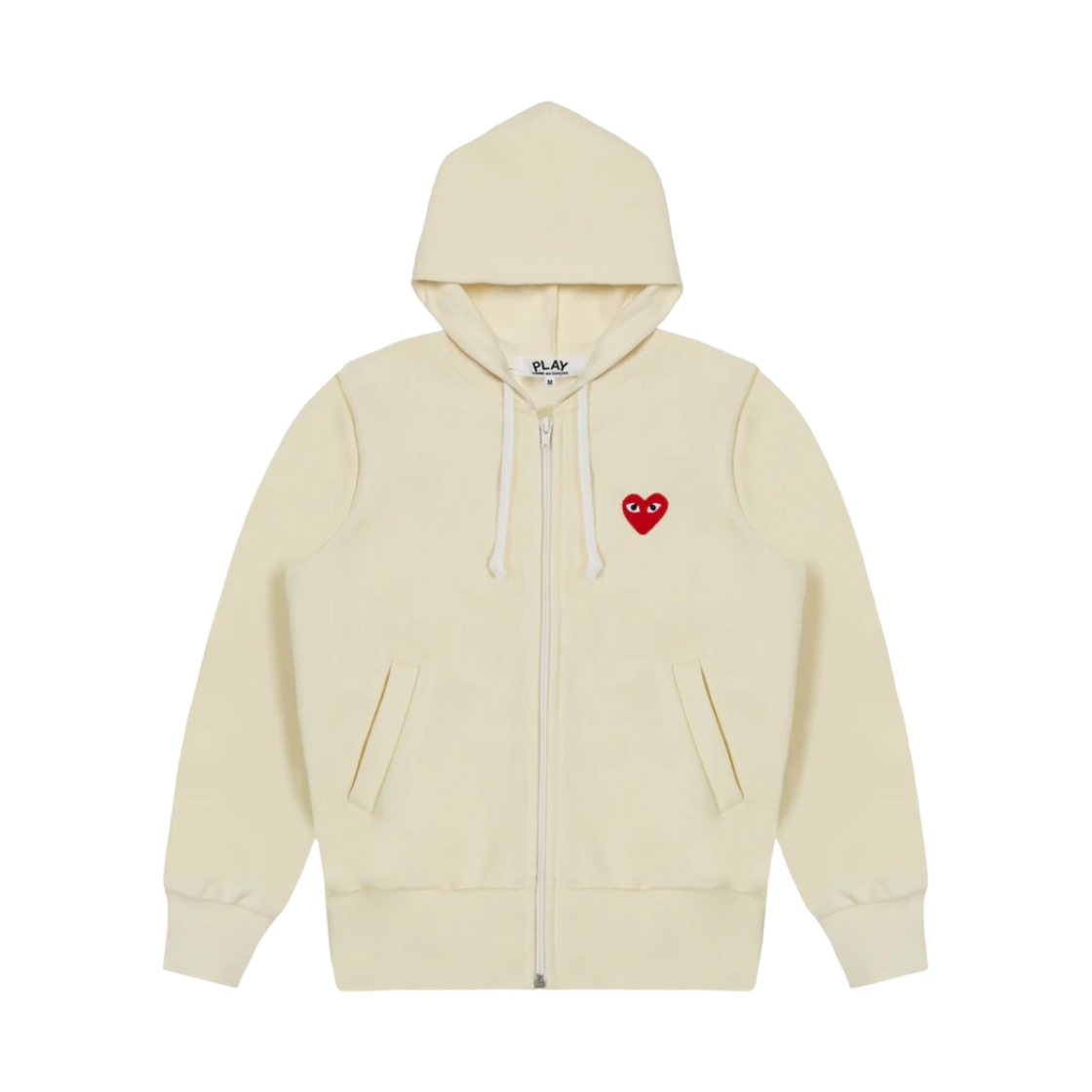 (W) 플레이 꼼데가르송 후드 집업 아이보리((W) Play Comme des Garcons Zip Hooded Sweatshirt Ivory) - 1