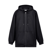 Celine Oversized Zipped Hoodie in Laminated Fleece Black