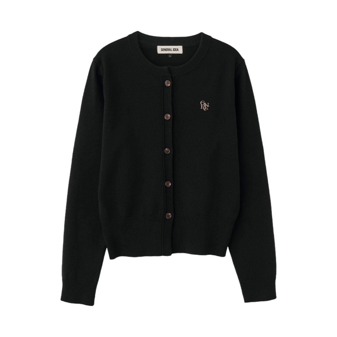 제너럴아이디어 우먼 에센셜 크루넥 가디건 블랙(General Idea woman essential crew neck cardigan black) - 1