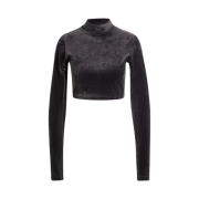 (W) Adidas Velvet Crop Top Black - US Sizing