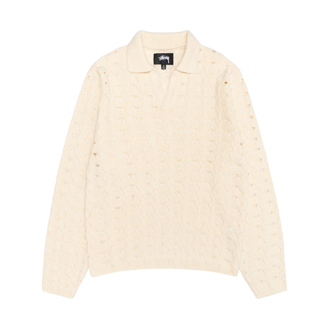 117235 Stussy Open Knit Collared Sweater Ivory