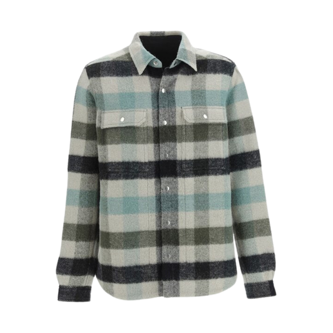 RU02B2729-WFP-08P Rick Owens Check Alpaca Shirt Pearl Plaid